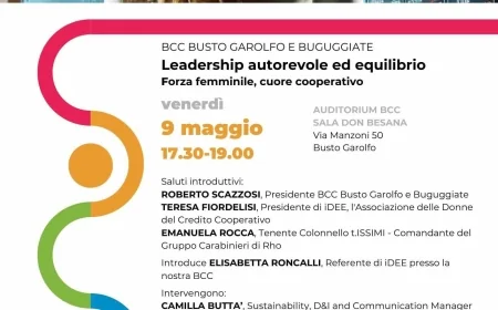 Convegno "Leadership autorevole ed equilibrio. Forza femminile, cuore cooperativo" il prossimo 9 maggio