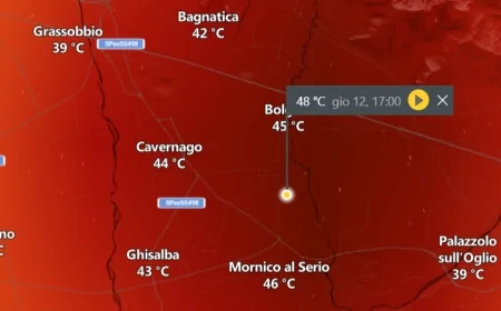 Caldo record a Calcinate e Bolgare: 48°C il 12 giugno