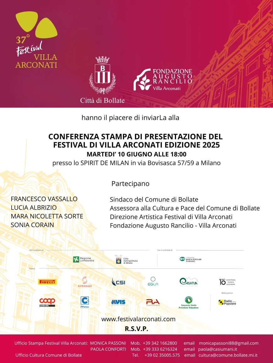 Villa Arconati 2025: conferenza stampa del 37° Festival al via il 10 giugno a Milano