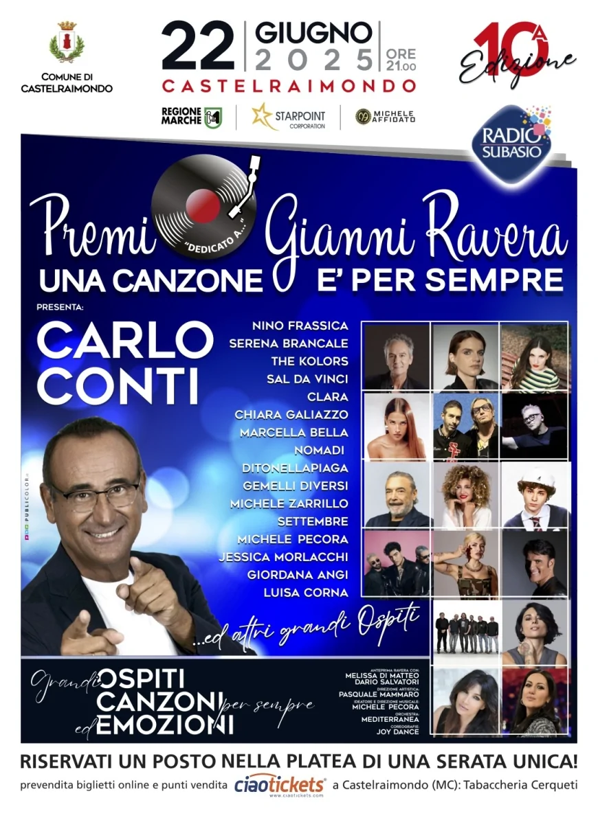 Premio Gianni Ravera 2025 | Una Canzone è per Sempre | 22 Giugno a Castelraimondo