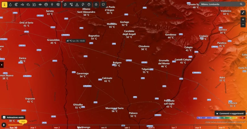 Anomalia Termica a Calcinate: MSN Meteo Segna 61 °C - Analisi e Spiegazioni