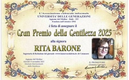 Gran Premio della Gentilezza 2025: riconoscimenti in Abruzzo, Calabria, Molise e Sicilia
