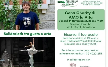 Milano – Solidarietà: “Insieme nella malattia a passo di danza” | Cena charity AMOlaVITA ODV