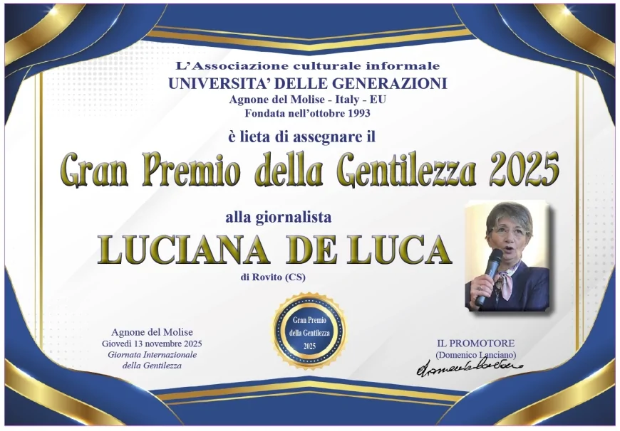 Gran Premio della Gentilezza 2025: riconoscimenti in Abruzzo, Calabria, Molise e Sicilia