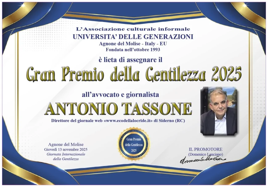Gran Premio della Gentilezza 2025: riconoscimenti in Abruzzo, Calabria, Molise e Sicilia