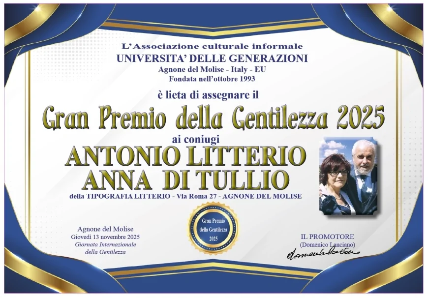 Gran Premio della Gentilezza 2025: riconoscimenti in Abruzzo, Calabria, Molise e Sicilia