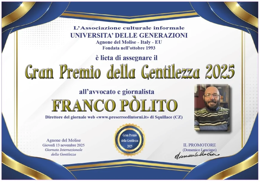 Gran Premio della Gentilezza 2025: riconoscimenti in Abruzzo, Calabria, Molise e Sicilia
