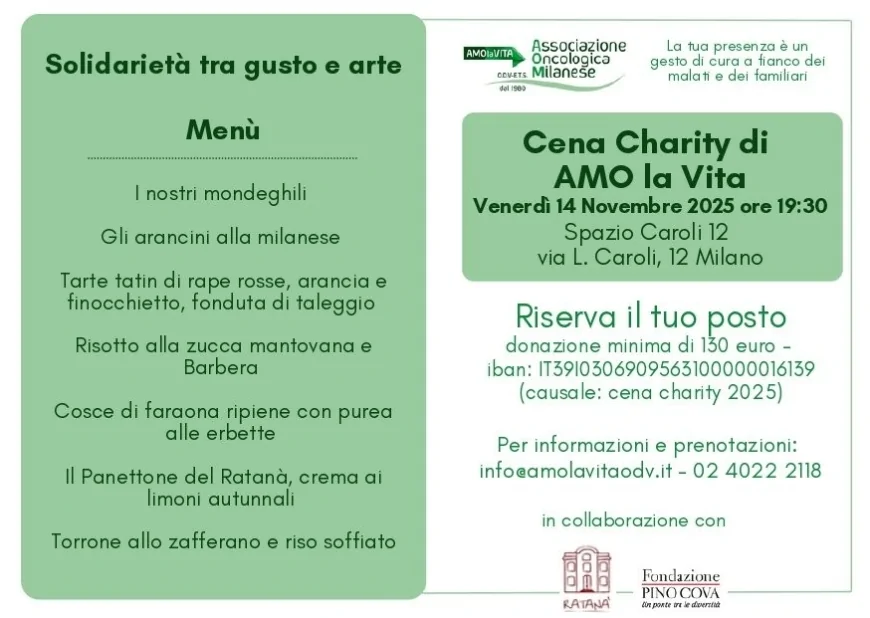 Milano – Solidarietà: “Insieme nella malattia a passo di danza” | Cena charity AMOlaVITA ODV