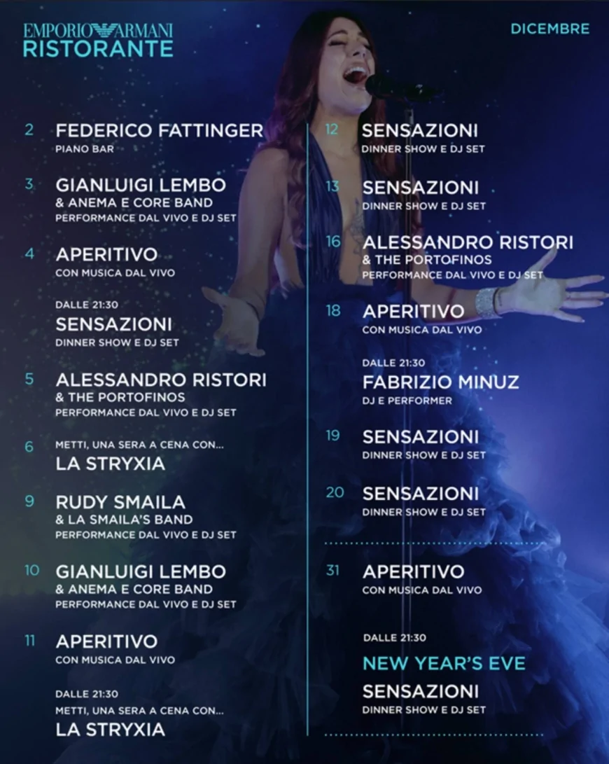 Emporio Armani Ristorante Milano: il calendario musicale di dicembre 2025
