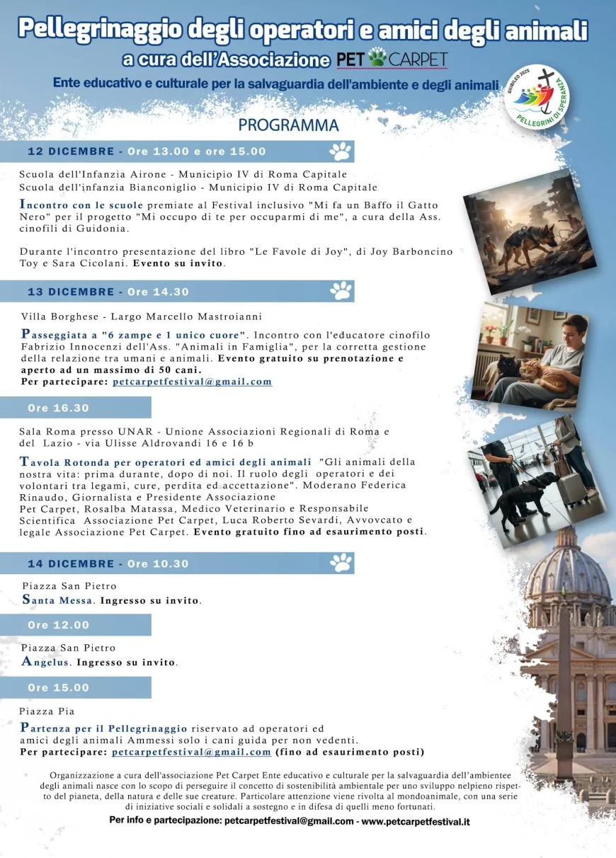 Giubileo 2025: a Piazza San Pietro il primo Pellegrinaggio degli operatori e amici degli animali