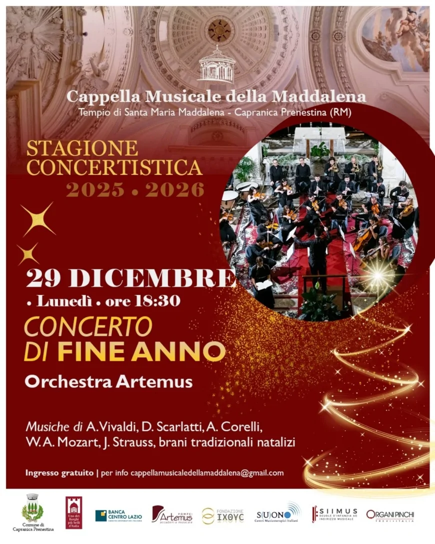 Concerto di Fine Anno a Capranica Prenestina con l’Orchestra Artemus