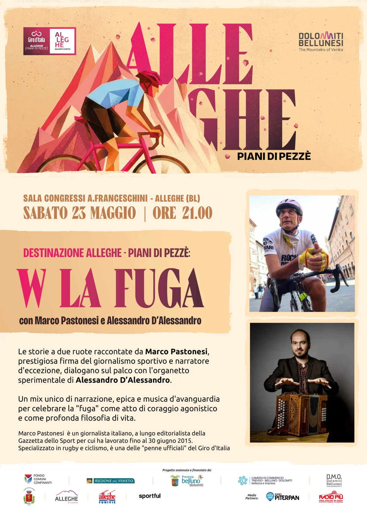 W LA FUGA: SUL PALCO STORIA E MUSICA. PASTONESI E D'ALESSANDRO AD ALLEGHE