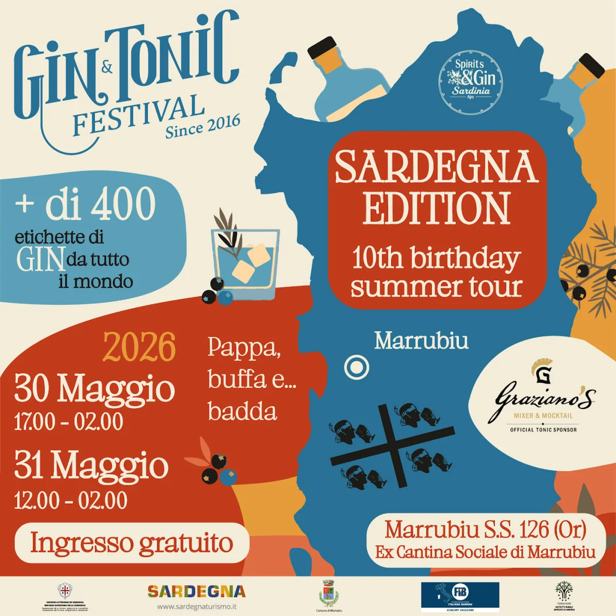 Gin & Tonic Festival celebra i suoi primi 10 anni.  Il tour 2026 parte dalla Sardegna