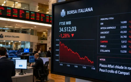 Piazza Affari chiude in rosso, pesa il crollo di Campari