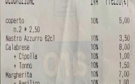 “Un euro per il basilico sulla pizza margherita”, lo scontrino di un cliente di una pizzeria di Bari diventa virale