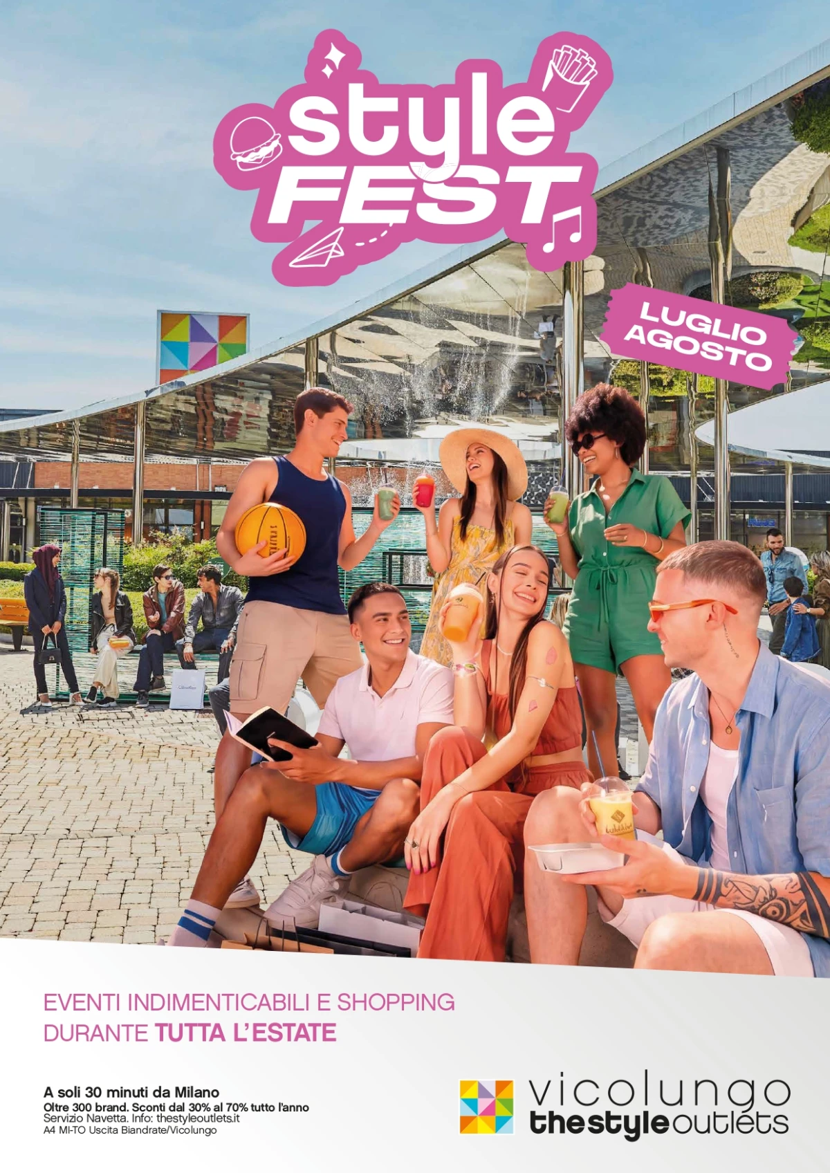 L’estate 2026 arriva a Vicolungo The Style Outlets: dal 4 luglio inizia lo “Style Fest” con musica live, buon cibo e shopping scontato fino a sera