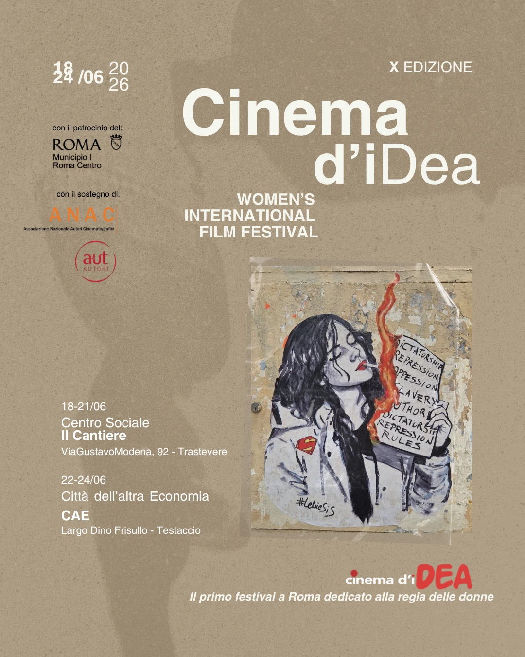 SI È CONCLUSA LA X EDIZIONE DI  CINEMA D’IDEA - WOMEN'S INTERNATIONAL FILM FESTIVAL,  PRIMA KERMESSE DELLA CAPITALE DEDICATA ALLA REGIA DELLE DONNE