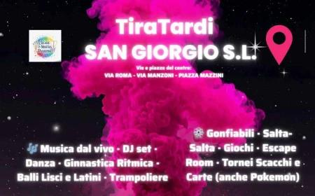 TiraTardi 2026 a San Giorgio su Legnano, una notte di festa sabato 27 giugno: beneficenza, sport, musica, negozi aperti e sapori