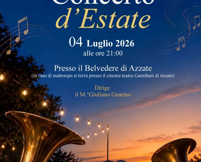 Concerto d’estate al tramonto sabato 4 luglio al Belvedere di Azzate della Banda di Capolago
