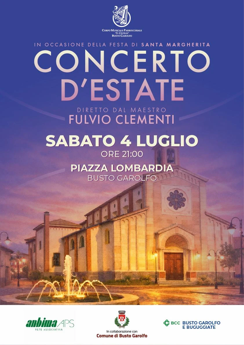 Cinquanta musicisti per il Concerto d'Estate della Banda Santa Cecilia il 4 luglio a Busto Garolfo