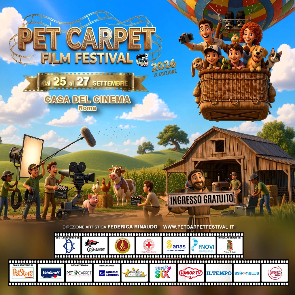 Torna il Pet Carpet, festival del cinema sugli animali: un frate e un ex clochard alla guida con Carabinieri, Polizia, Vigili del Fuoco, Croce Rossa, Anas e Fnovi nel segno di San Francesco.