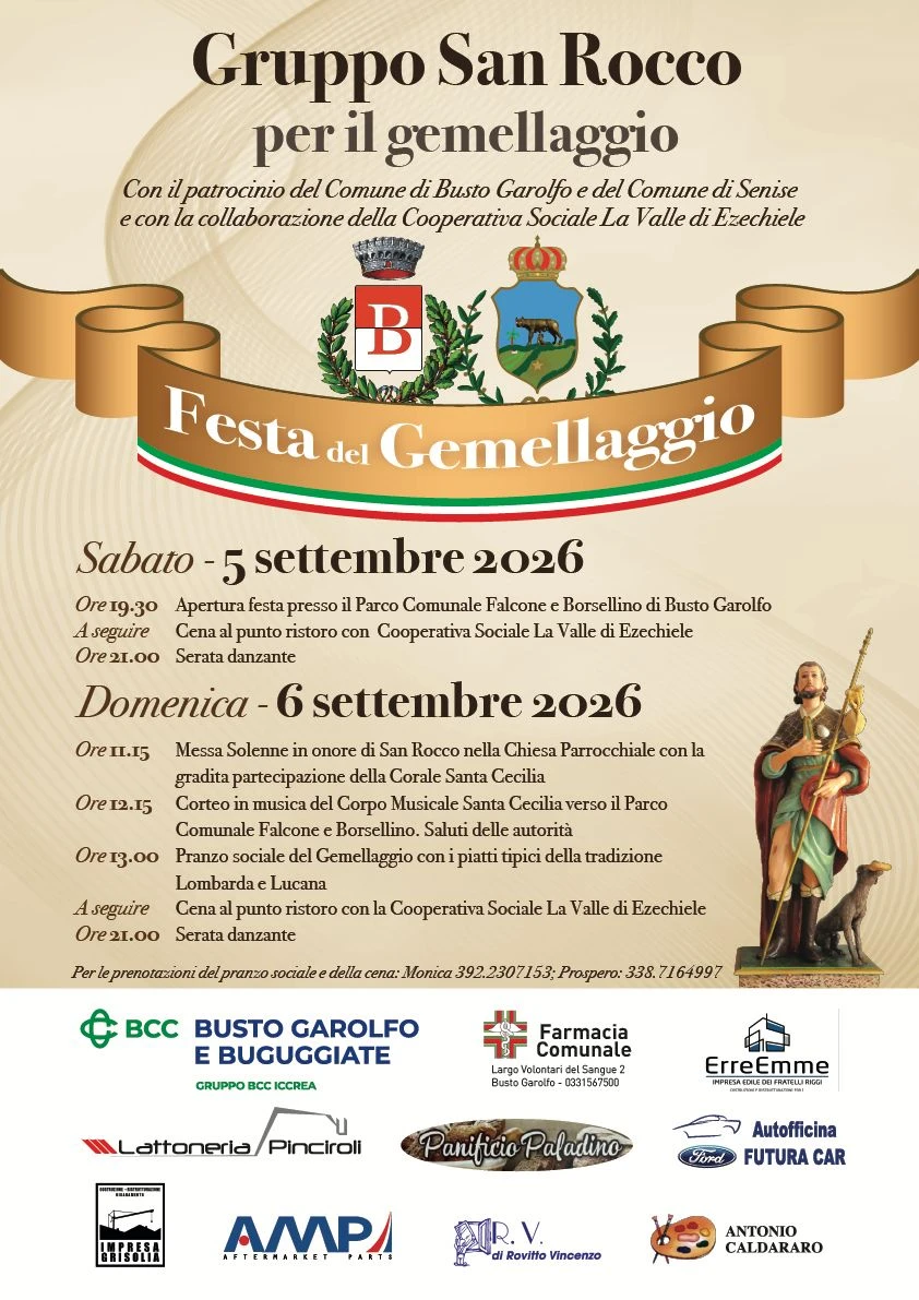 Festa del Gemellaggio Busto Garolfo-Senise: 49 anni di amicizia