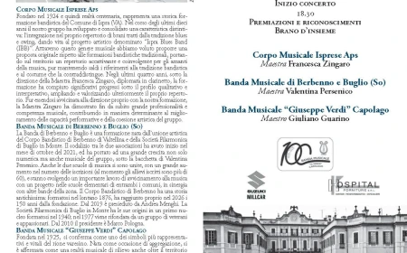 A Villa Cagnola la 30ª Rassegna Bandistica: tre bande in concerto domenica 27 settembre a Gazzada Schianno