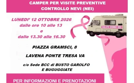 Quaranta visite oncologiche gratuite a Lavena Ponte Tresa il 12 ottobre: appena arrivata, la Bcc di Busto Garolfo e Buguggiate parte dalla salute